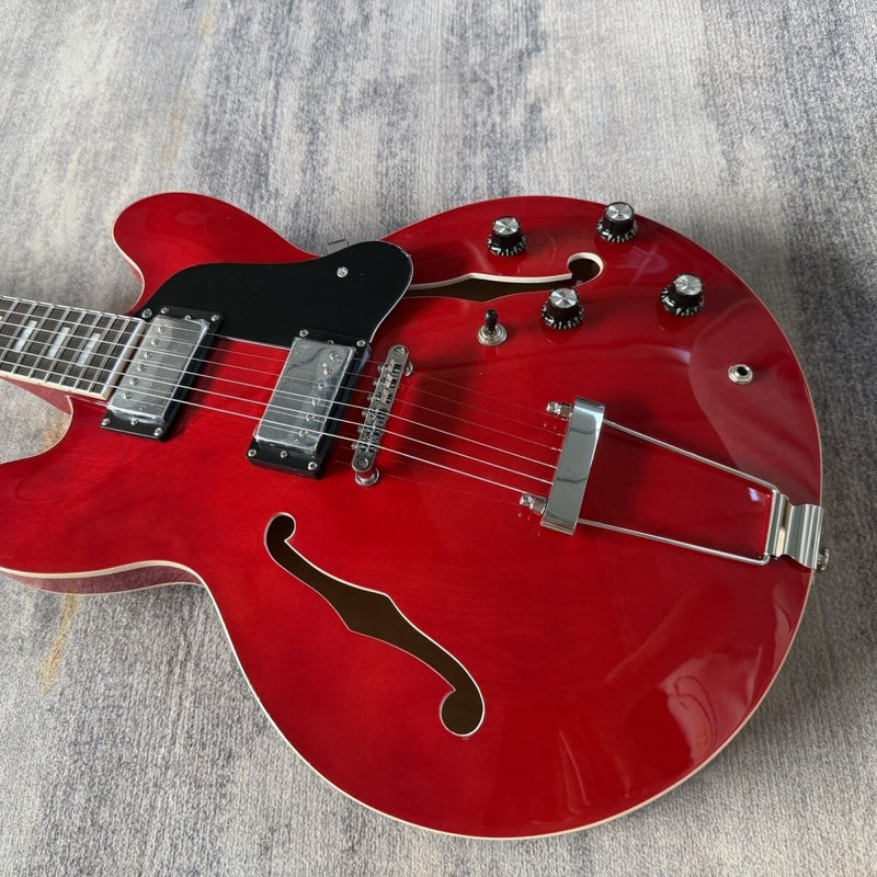 ES335 Style Semi-Hollow Electric Guitar with Gloss Cherry Red Finish (LRG-069)