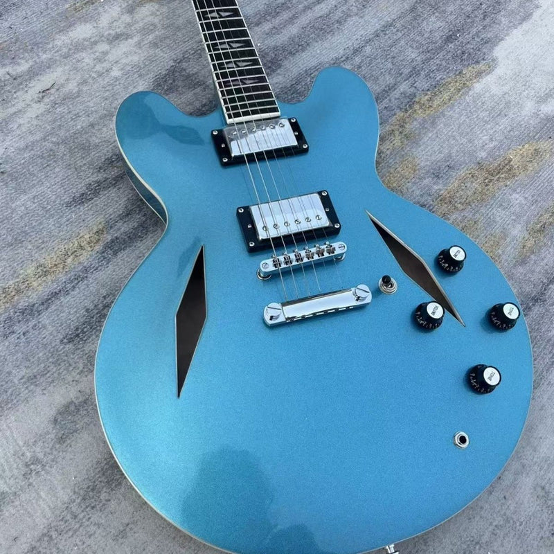 ES335 Style Semi-Hollow Electric Guitar with Gloss Metallic Blue Finish & Diamond Soundholes(LRG-073)