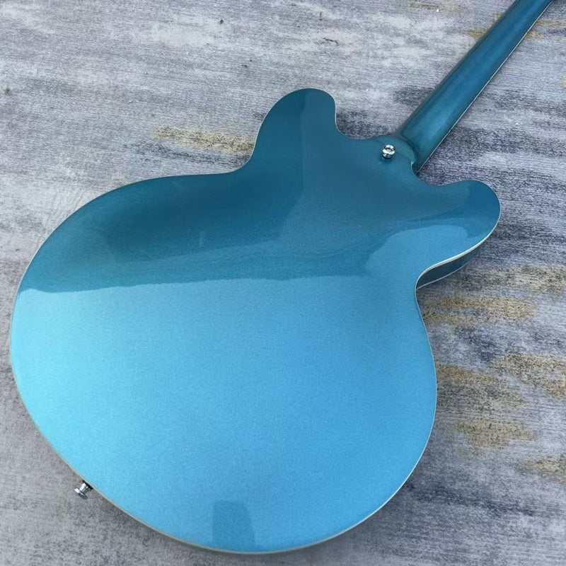 ES335 Style Semi-Hollow Electric Guitar with Gloss Metallic Blue Finish & Diamond Soundholes(LRG-073)