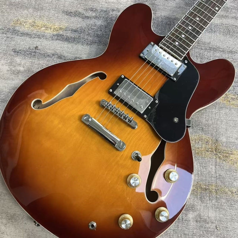 ES335 Style Semi-Hollow Electric Guitar with Gloss Sunburst Finish & F-Holes (LRG-072)