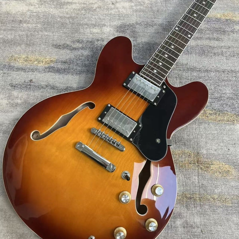ES335 Style Semi-Hollow Electric Guitar with Gloss Sunburst Finish & F-Holes (LRG-072)