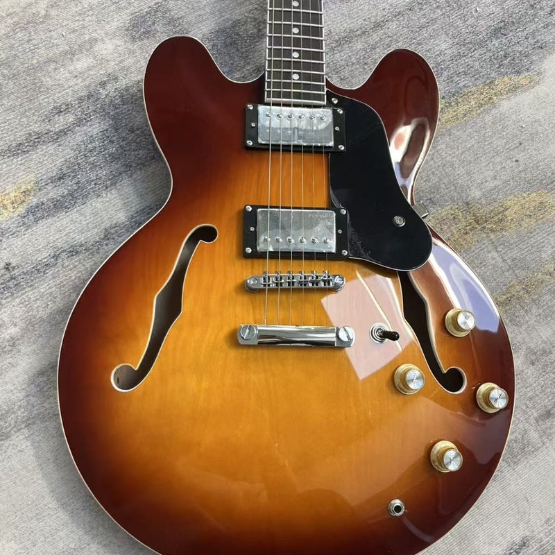 ES335 Style Semi-Hollow Electric Guitar with Gloss Sunburst Finish & F-Holes (LRG-072)
