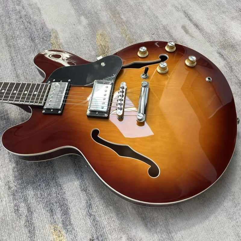 ES335 Style Semi-Hollow Electric Guitar with Gloss Sunburst Finish & F-Holes (LRG-072)