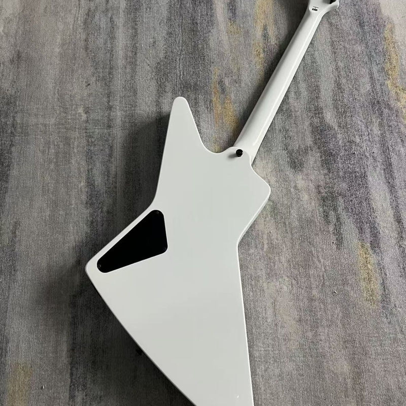 ESP-Inspired Explorer Style Electric Guitar with Gloss White Finish & Fixed Bridge(LRG-082)