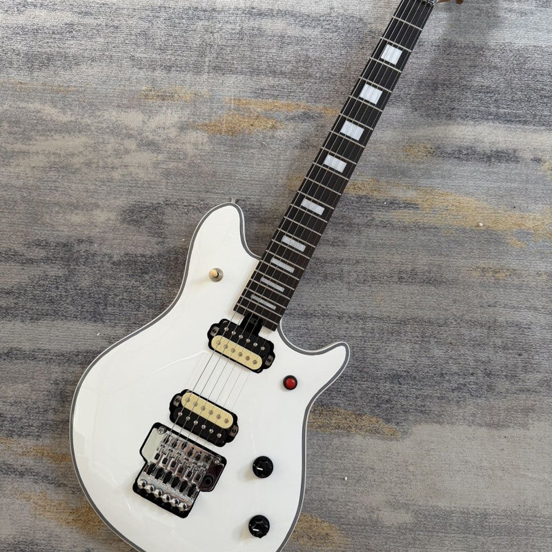 EVH Style Gloss White Electric Guitar with Floyd Rose Style Double Locking Tremolo (LRG-080)