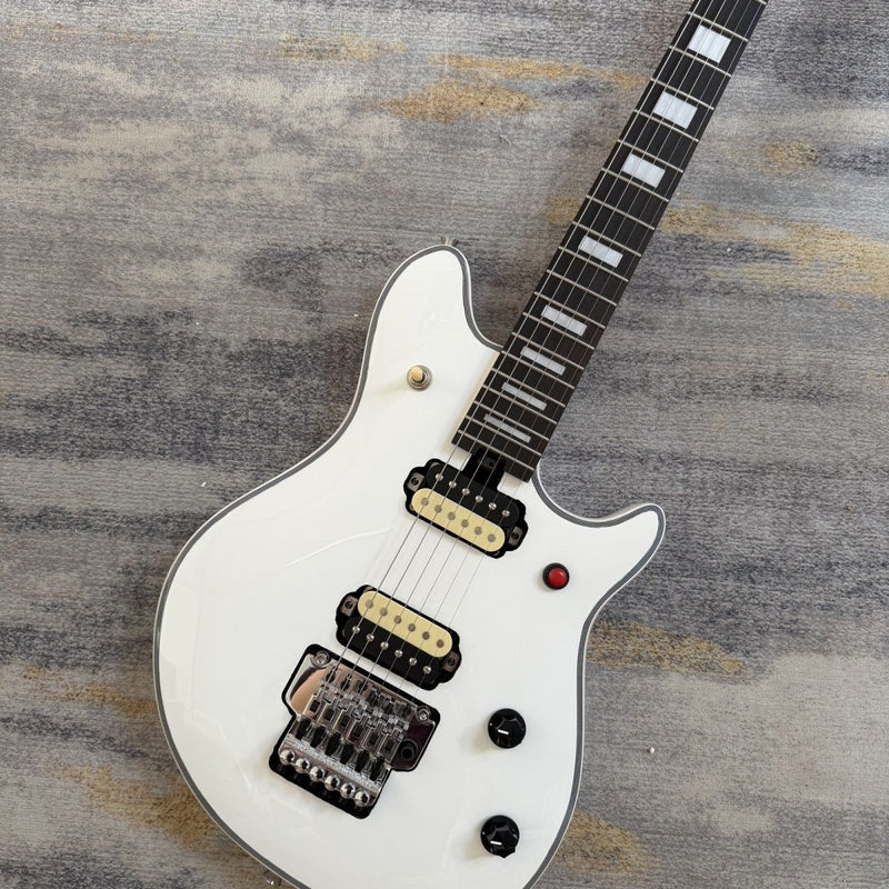 EVH Style Gloss White Electric Guitar with Floyd Rose Style Double Locking Tremolo (LRG-080)