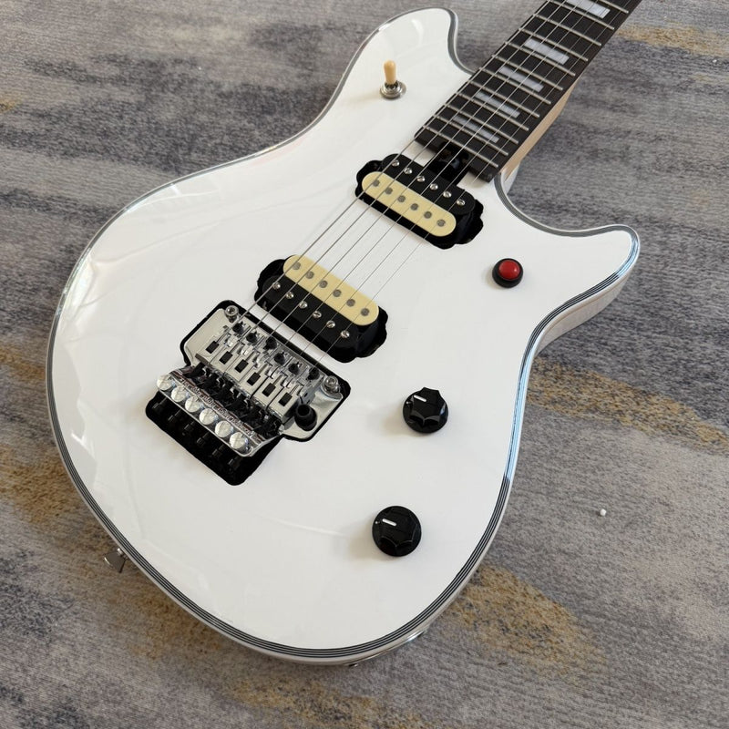 EVH Style Gloss White Electric Guitar with Floyd Rose Style Double Locking Tremolo (LRG-080)