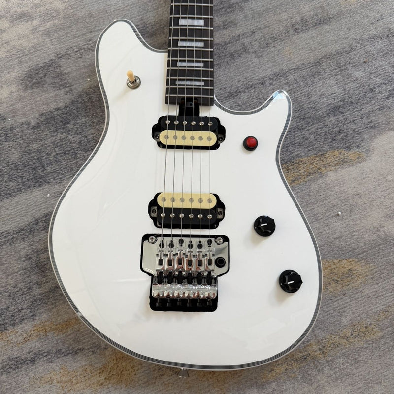 EVH Style Gloss White Electric Guitar with Floyd Rose Style Double Locking Tremolo (LRG-080)