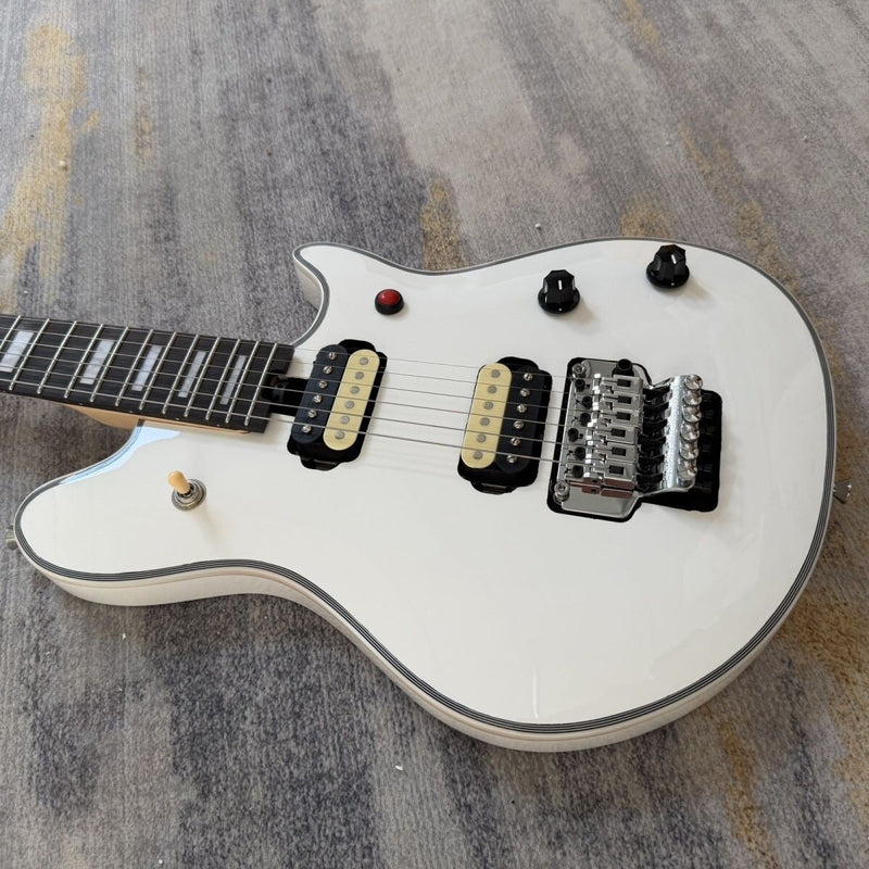EVH Style Gloss White Electric Guitar with Floyd Rose Style Double Locking Tremolo (LRG-080)