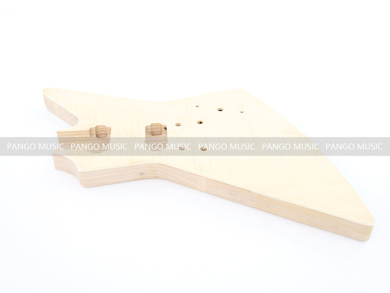 Explorer Style Ash Wood DIY Electric Guitar Kit with Flamed Maple Top (LRF-023, Limited Edition)