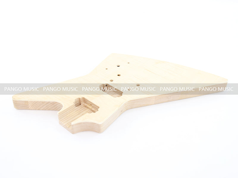 Explorer Style Ash Wood DIY Electric Guitar Kit with Flamed Maple Top (LRF-023, Limited Edition)