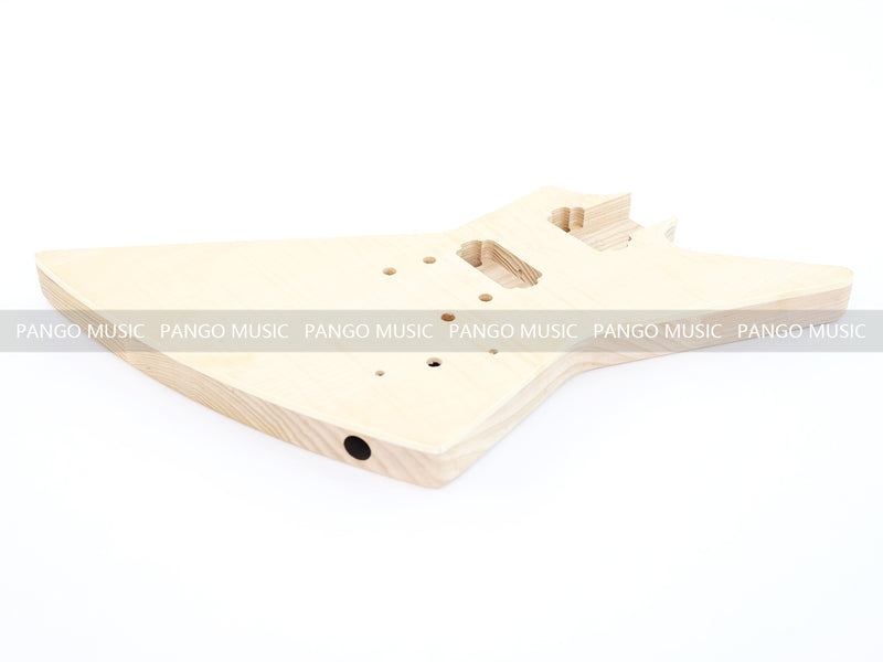 Explorer Style Ash Wood DIY Electric Guitar Kit with Flamed Maple Top (LRF-023, Limited Edition)