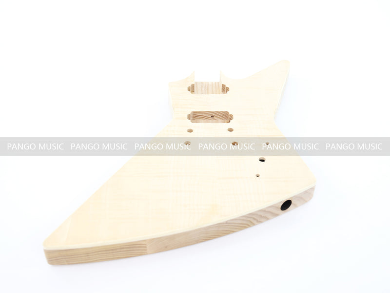 Explorer Style Ash Wood DIY Electric Guitar Kit with Flamed Maple Top (LRF-023, Limited Edition)