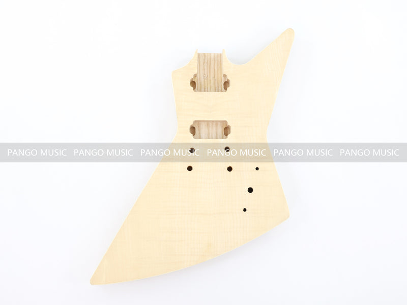 Explorer Style Ash Wood DIY Electric Guitar Kit with Flamed Maple Top (LRF-023, Limited Edition)