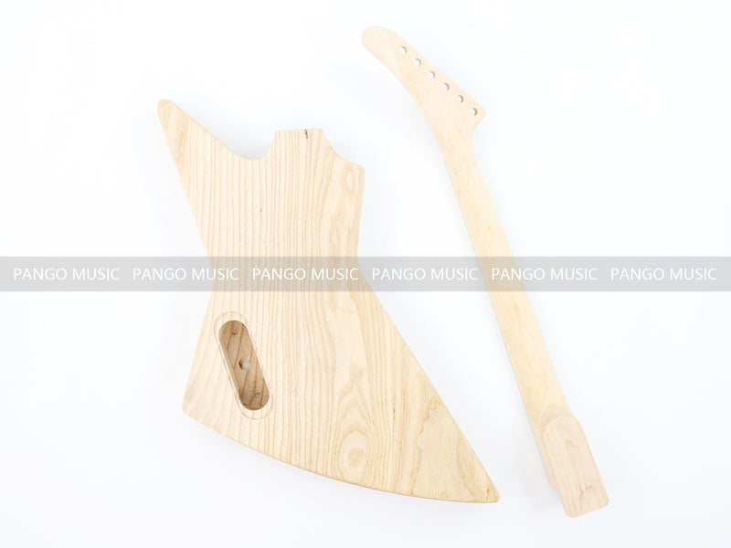 Explorer Style Ash Wood DIY Electric Guitar Kit with Flamed Maple Top (LRF-023, Limited Edition)
