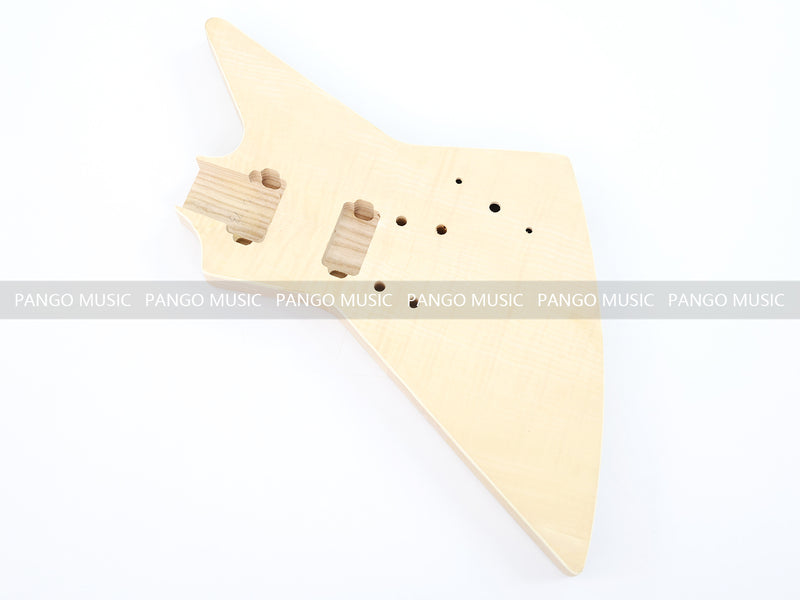 Explorer Style Ash Wood DIY Electric Guitar Kit with Flamed Maple Top (LRF-023, Limited Edition)