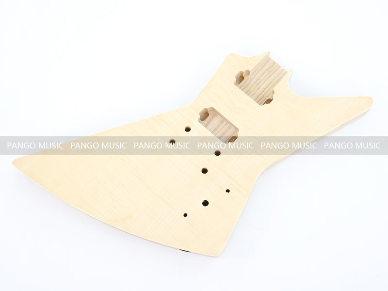 Explorer Style Ash Wood DIY Electric Guitar Kit with Flamed Maple Top (LRF-023, Limited Edition)