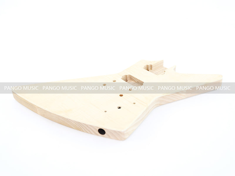 Explorer Style Ash Wood DIY Electric Guitar Kit with Flamed Maple Top (LRF-023, Limited Edition)