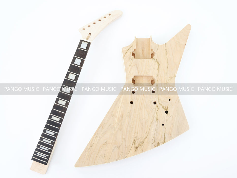 Explorer Style DIY Electric Guitar Kit with Spalted Maple Top (LRF-044, Limited Edition)