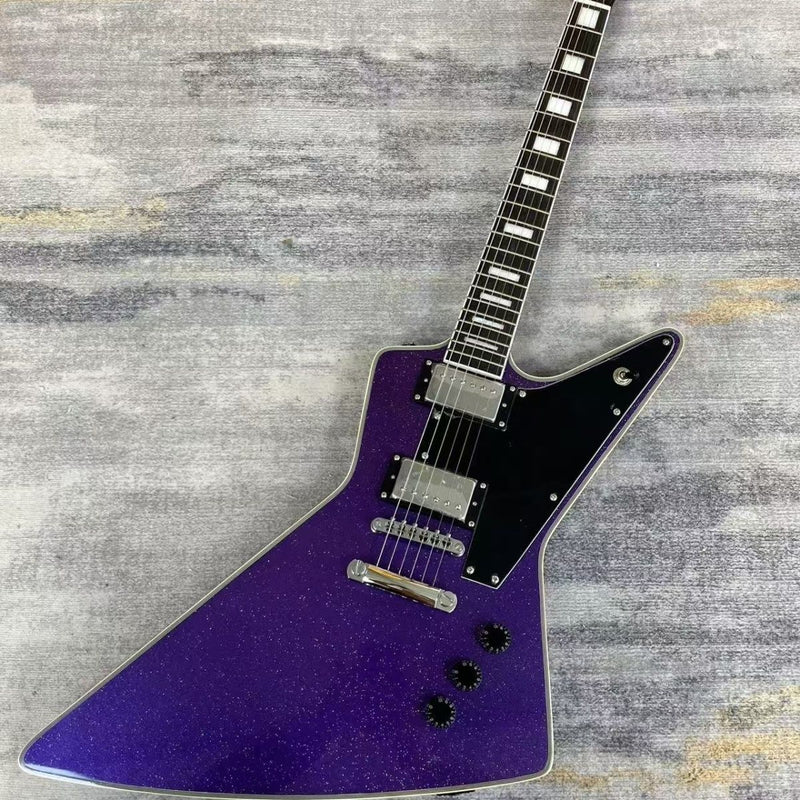 Explorer Style Electric Guitar with Gloss Purple Sparkle Finish(LRG-142)