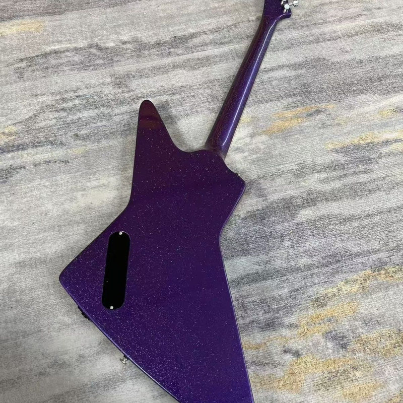 Explorer Style Electric Guitar with Gloss Purple Sparkle Finish(LRG-142)