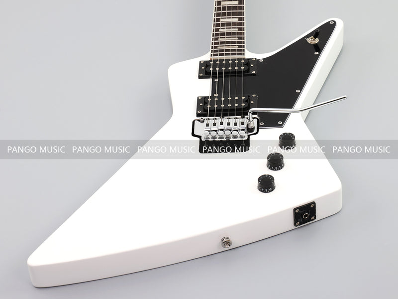 Explorer Style Electric Guitar with Gloss White Finish & Floyd Rose Style Double Locking Tremolo (LRG-063X)