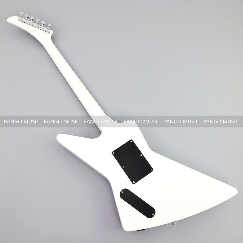 Explorer Style Electric Guitar with Gloss White Finish & Floyd Rose Style Double Locking Tremolo (LRG-063X)