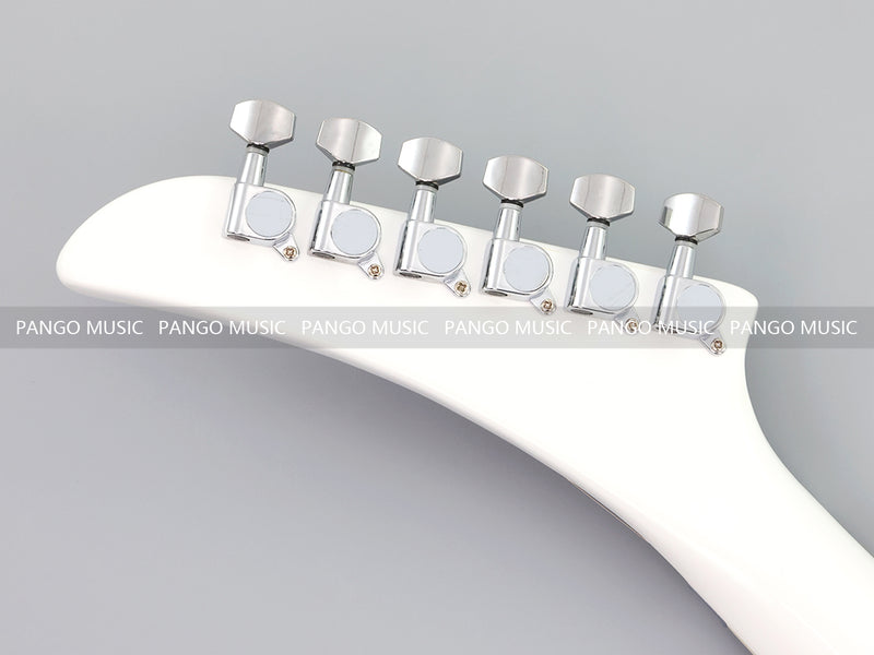 Explorer Style Electric Guitar with Gloss White Finish & Floyd Rose Style Double Locking Tremolo (LRG-063X)