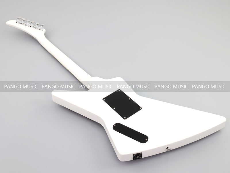 Explorer Style Electric Guitar with Gloss White Finish & Floyd Rose Style Double Locking Tremolo (LRG-063X)