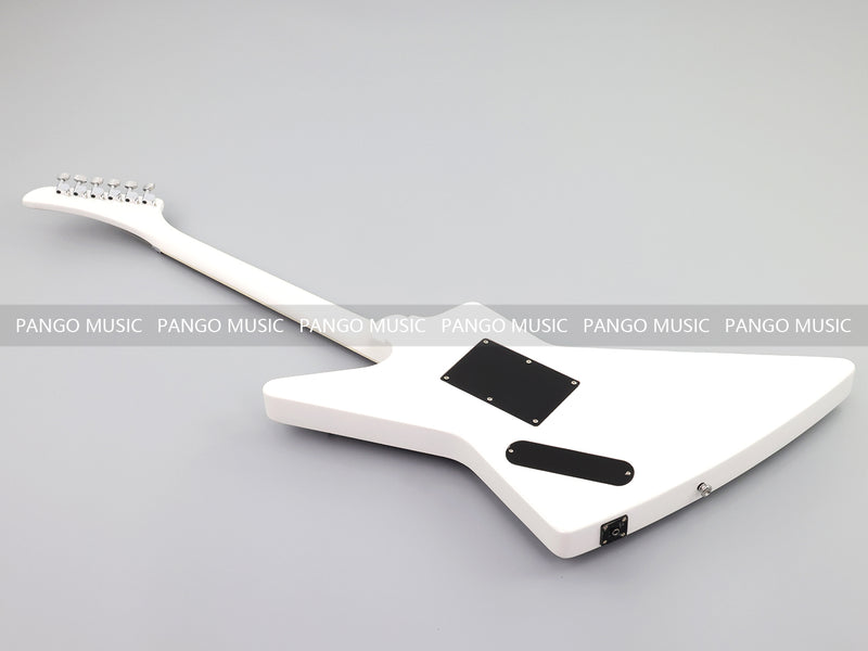 Explorer Style Electric Guitar with Gloss White Finish & Floyd Rose Style Double Locking Tremolo (LRG-063X)