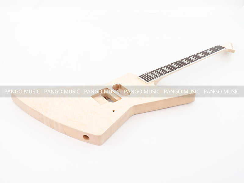 Explorer Style Neck Through DIY Electric Guitar Kit with Quilted Maple Top (18009, Limited Edition)