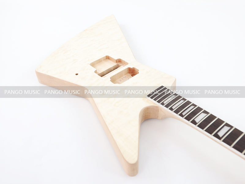 Explorer Style Neck Through DIY Electric Guitar Kit with Quilted Maple Top (18009, Limited Edition)