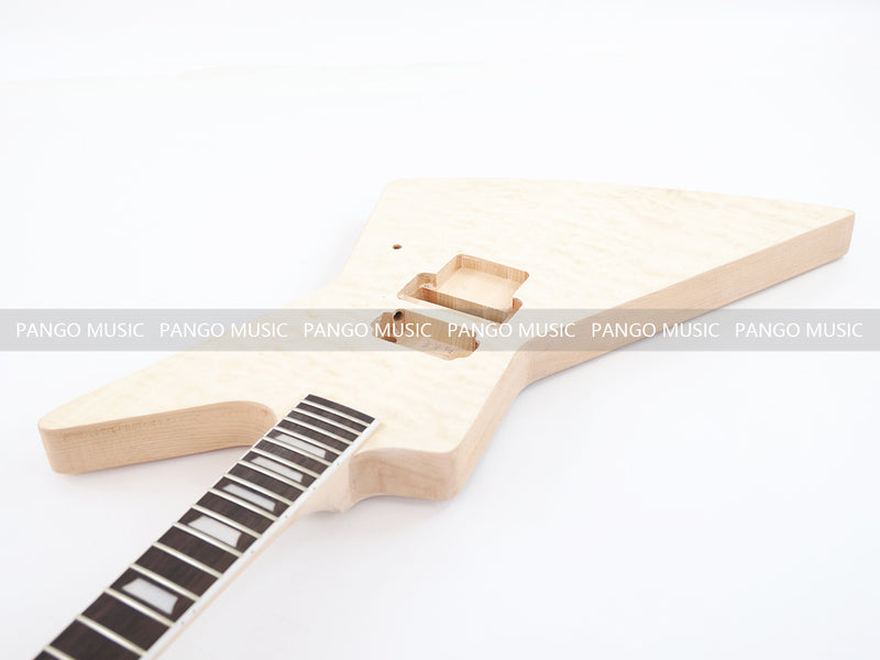 Explorer Style Neck Through DIY Electric Guitar Kit with Quilted Maple Top (18009, Limited Edition)