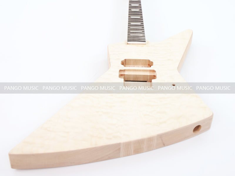 Explorer Style Neck Through DIY Electric Guitar Kit with Quilted Maple Top (18009, Limited Edition)