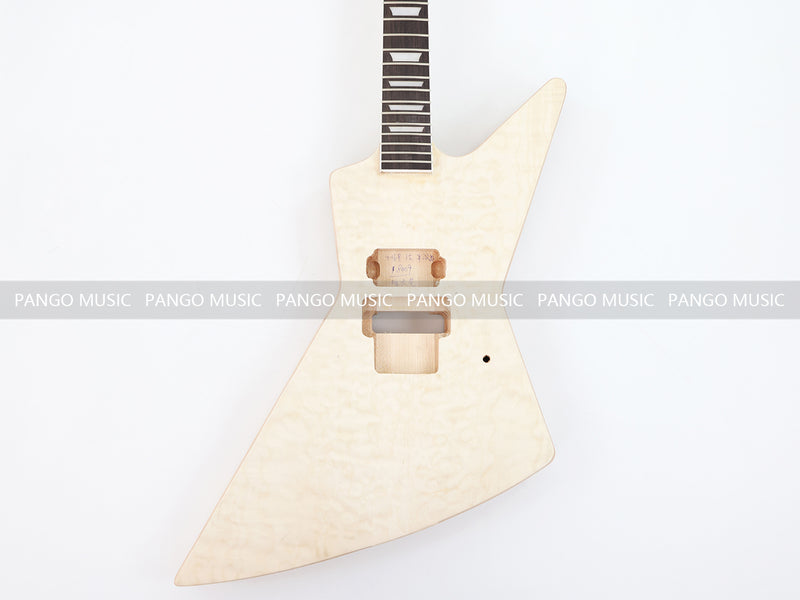 Explorer Style Neck Through DIY Electric Guitar Kit with Quilted Maple Top (18009, Limited Edition)