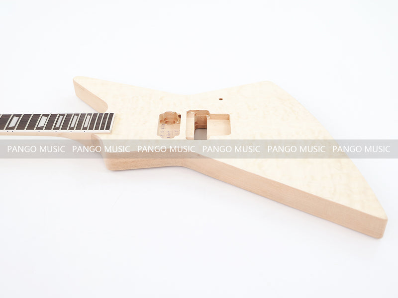 Explorer Style Neck Through DIY Electric Guitar Kit with Quilted Maple Top (18009, Limited Edition)