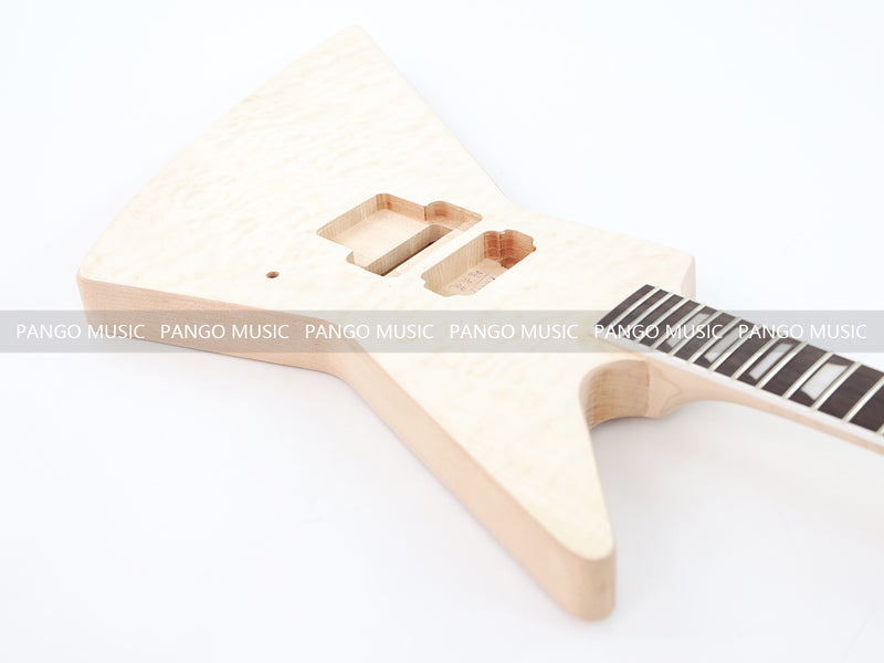 Explorer Style Neck Through DIY Electric Guitar Kit with Quilted Maple Top (18009, Limited Edition)
