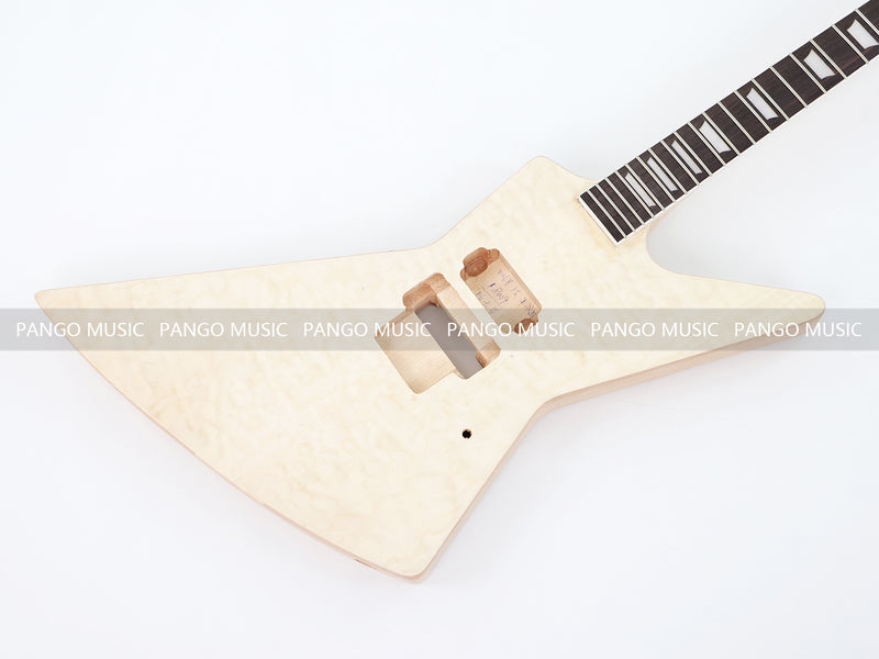 Explorer Style Neck Through DIY Electric Guitar Kit with Quilted Maple Top (18009, Limited Edition)