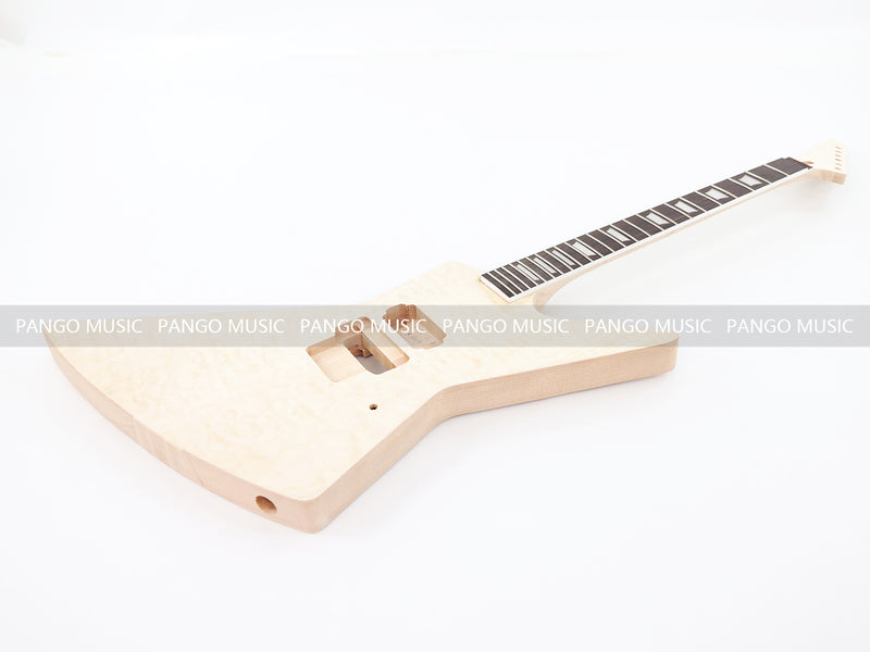Explorer Style Neck Through DIY Electric Guitar Kit with Quilted Maple Top (18009, Limited Edition)