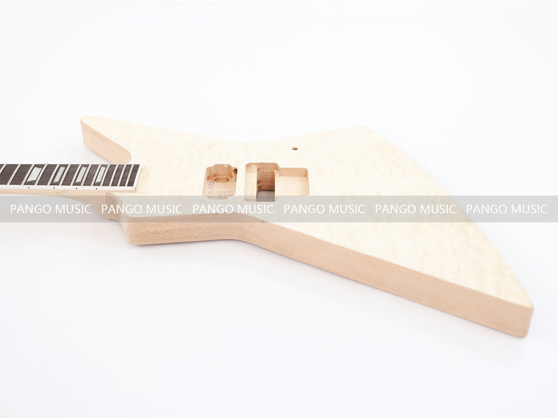 Explorer Style Neck Through DIY Electric Guitar Kit with Quilted Maple Top (18009, Limited Edition)