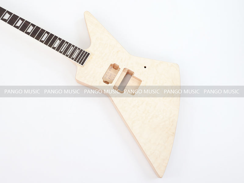 Explorer Style Neck Through DIY Electric Guitar Kit with Quilted Maple Top (18009, Limited Edition)