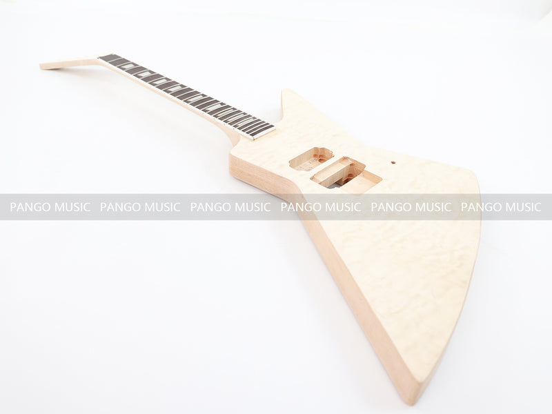 Explorer Style Neck Through DIY Electric Guitar Kit with Quilted Maple Top (18009, Limited Edition)