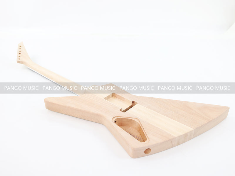 Explorer Style Neck Through DIY Electric Guitar Kit with Quilted Maple Top (18009, Limited Edition)