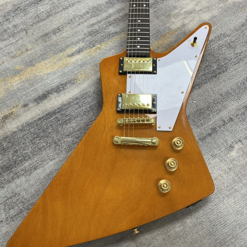 Explorer Style Solid Body Electric Guitar | Transparent Yellow | Gold Hardware (LRG-054)