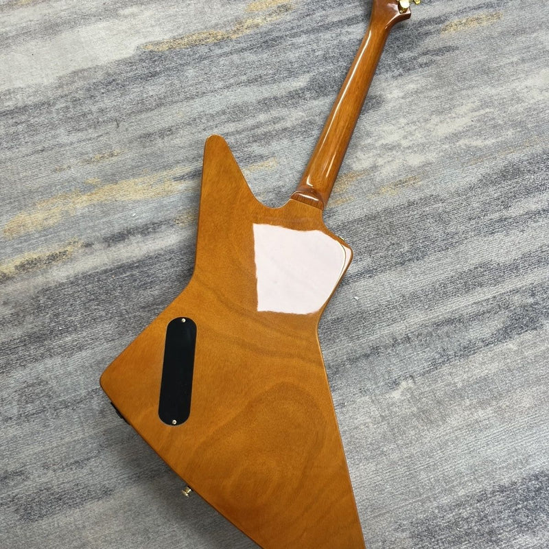 Explorer Style Solid Body Electric Guitar | Transparent Yellow | Gold Hardware (LRG-054)