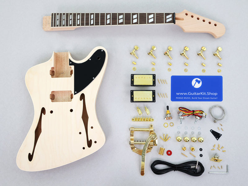 Firebird Style Semi Hollow Body DIY Electric Guitar Kit with Gold Hardware (PFB-190X)