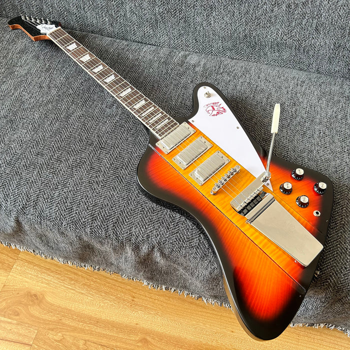 Firebird Style Electric Guitar with Flamed Maple Top (GKS-003)