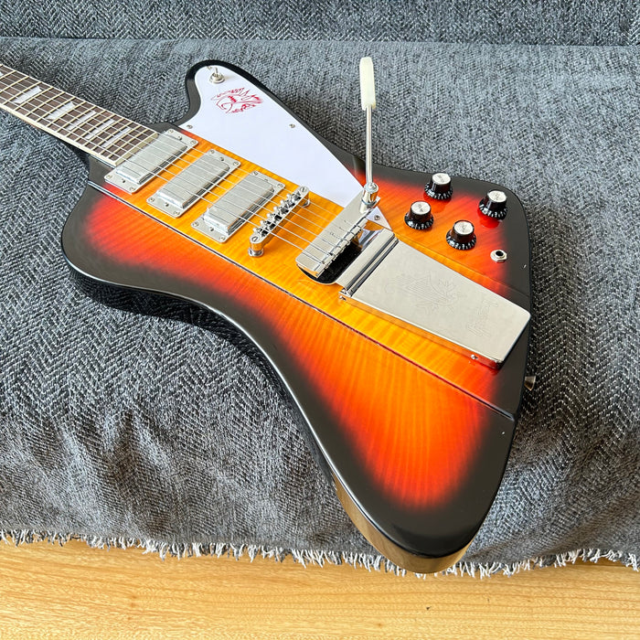 Firebird Style Electric Guitar with Flamed Maple Top (GKS-003)