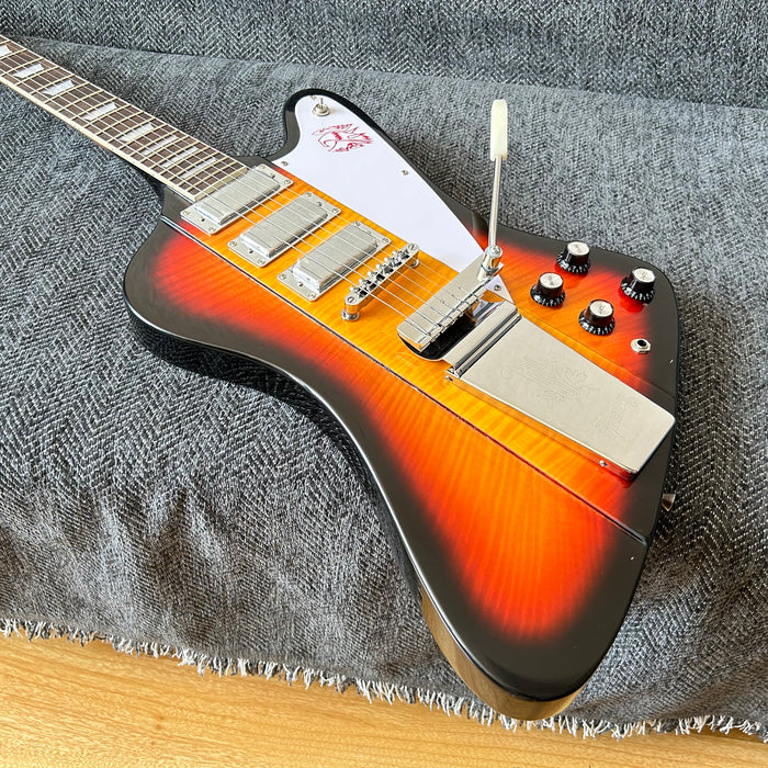 Firebird Style Electric Guitar with Flamed Maple Top (GKS-003)