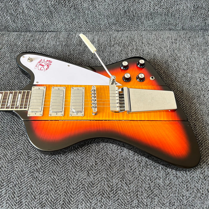 Firebird Style Electric Guitar with Flamed Maple Top (GKS-003)